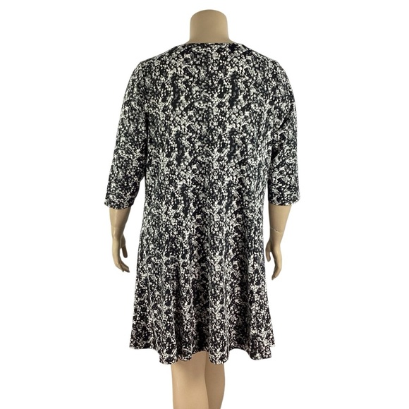 Ellos Madison Knit Dress Abstract Black White Print Size 18/20 - Picture 5 of 7